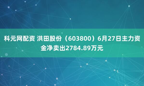 科元网配资 洪田股份（603800）6月27日主力资金净卖出2784.89万元