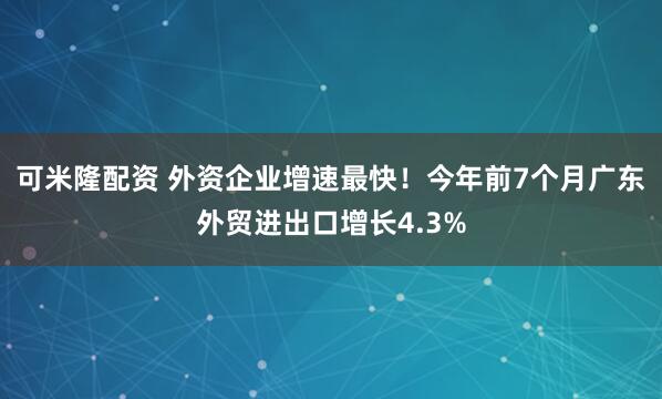 可米隆配资 外资企业增速最快！今年前7个月广东外贸进出口增长4.3%